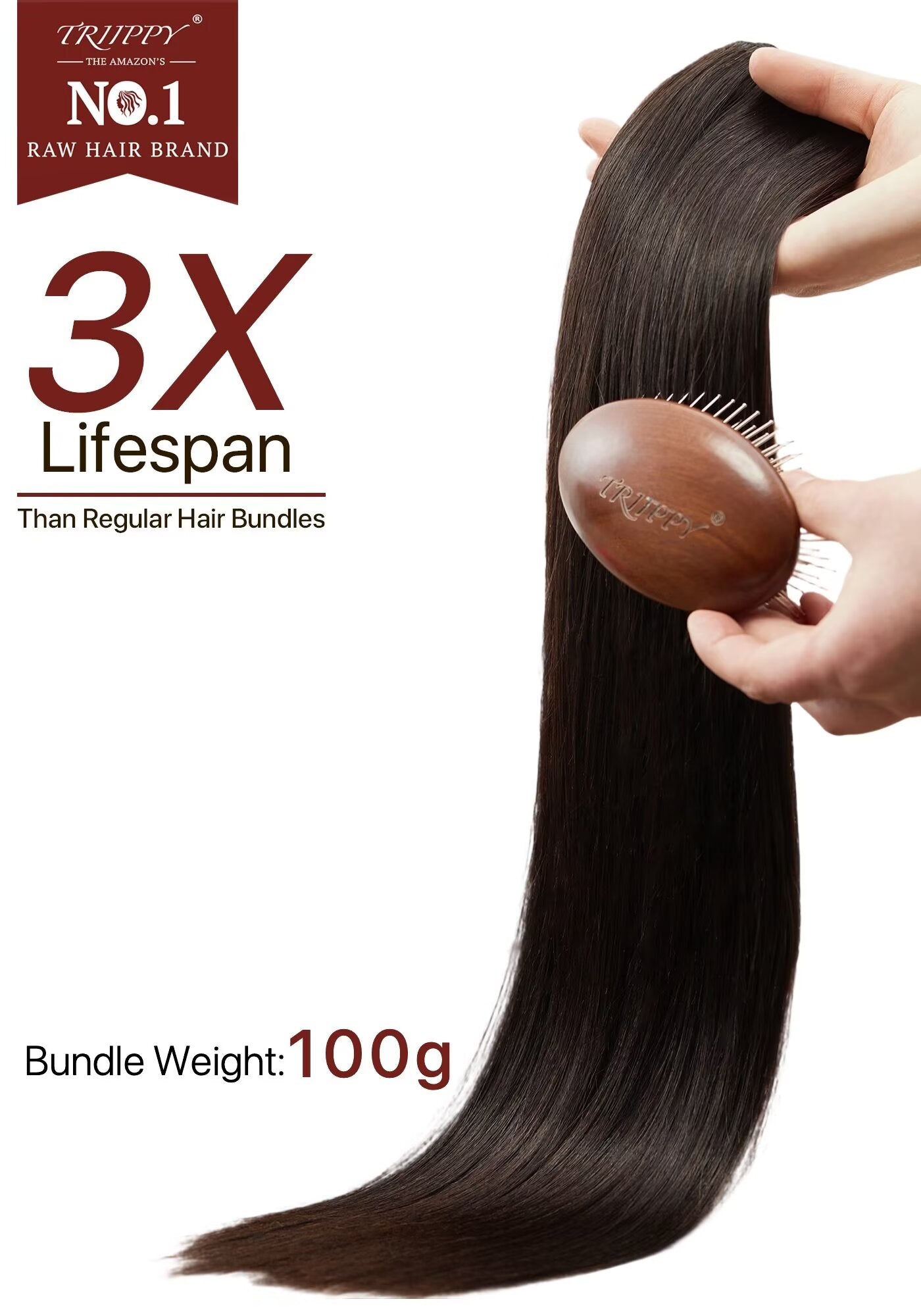 TRIIPPY Yaki Straight Human Hair Bundles,100% Raw Cambodian Hair Sew In Weave Single Bundle Triple The Lifespan Over Regular Virgin Hair Bundle,No.1 Raw Hair Brand On Amazon(Natural Color)